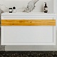 Бриклаер Мебель для ванной Берлин 100 белая с ручкой дуб золотой – фотография-25